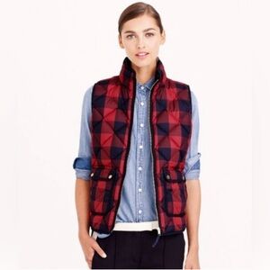 J. Crew Excursion Buffalo Plaid Quilted Down Vest Size XS